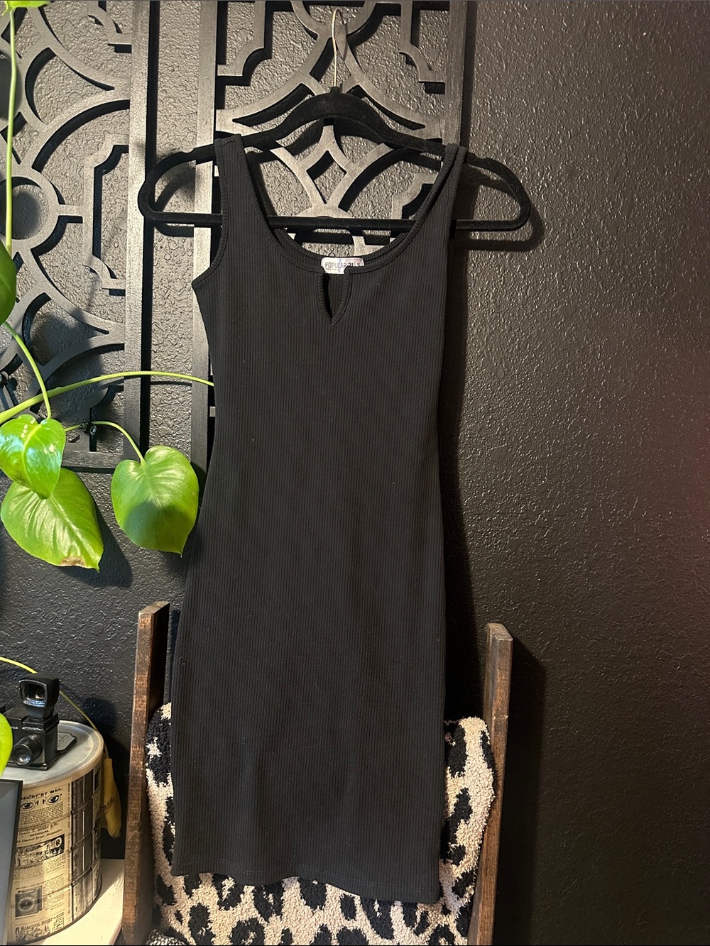 Women's Black Ribbed Tank Mini Dress - Sleek Knit Style
